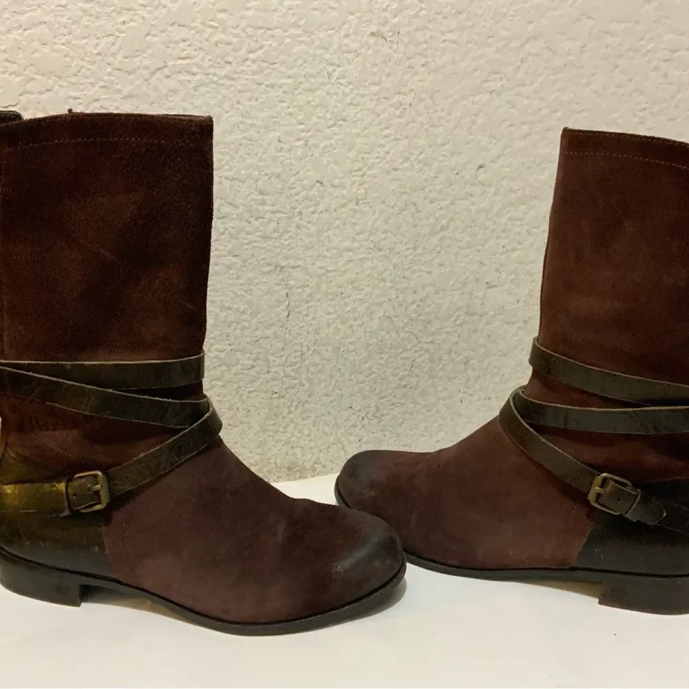 UGG DEANNA RIBBON WOMEN BOOTS 7 DPBD SHOES 1001791 STRAP SUEDE BURGUNDY SF